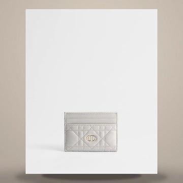Dior Caro Frisia Card Holder Grigio Pietra Cannage Grain Calfskin S5936OUTE_M68G 158730579 [P]