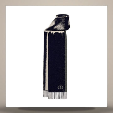 DIOR CD Icon Wende-Schal in Marineblau & Grau Seide 93E0015DH001_C578 158730620 [P]