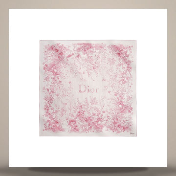 Dior Riviera Floral Garden 90 Square Scarf White & Pink Silk Twill 158730622 [P]
