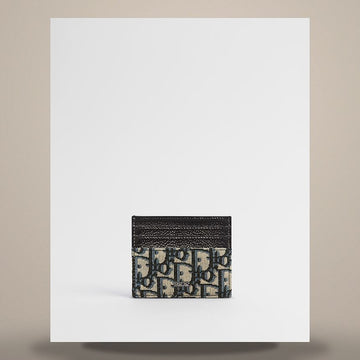 Dior Card Holder Beige & Black Oblique Jacquard, Black Grained Calfskin 2ESCH135YSE_H05E 158730625 [P]