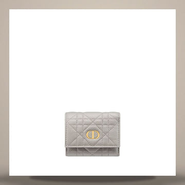 DIOR Karo Hibiskus Geldbörse grau suppl. Cannage Kalbsleder 158730629 [P]