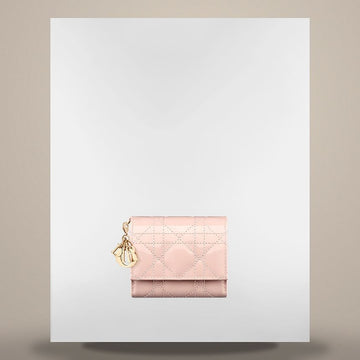 DIOR Damen Geldbörse Powder Pink Lackleder Cannage Kalbsleder 158730631 [P]