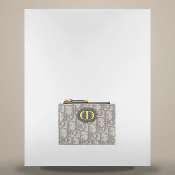 Dior 30 Montaigne Dahlia Wallet Gray Oblique Jacquard 158730639 [P]