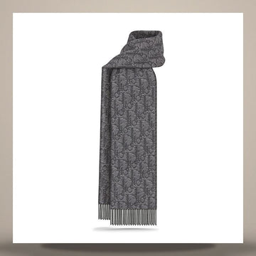DIOR Umkehrbarer Schal in Grau und Schwarz aus Kaschmirwolle 158730644 [P]