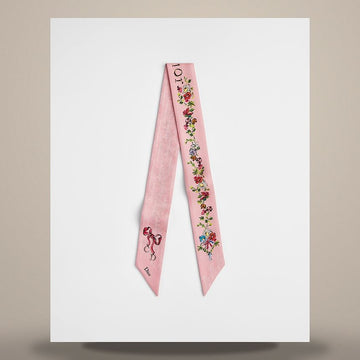 Dior Riviera Arabesque Micah Scarf Pink Multi Color Silk Twill 158730654 [P]