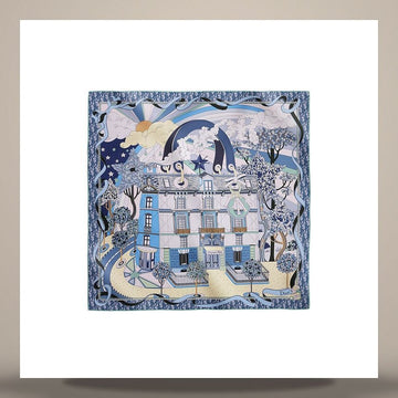 DIOR Avenue 90 Square Scarf Denim Blau Seiden Twill 158730670 [P]