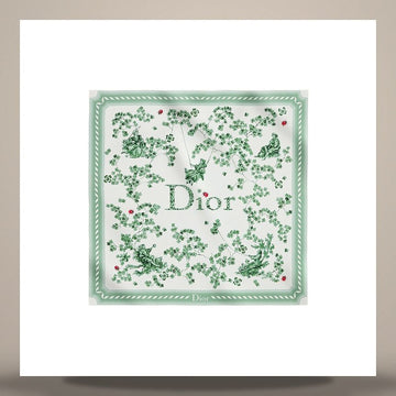 DIOR Clover 90 Quadrat Schal aus Seidentwill in Grün und Weiß 158730673 [P]