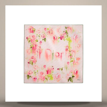 Dior Painted Rose 90 Square Scarf Pink & Green Silk Twill 158730682 [P]