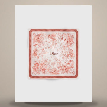 DIOR Florales Garten 90 Quadrat-Schal aus Seiden-Twill in Ecru und Pink 62TC090D6031_C429 158730683 [P]