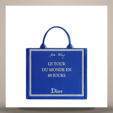 Dior Book Tote Strap Bag Medium Blue & White Book Cover Embroidery (14.0 × 12.4 × 5.5 in) 1BTSH299JAL_H052 158730856 [P]