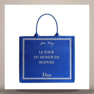 DIOR Bücher Tote Bag Large Blau & Weiß Buchumschlag Stickerei (42 x 35 x 18 cm) 1BTSH295JAL_H052 158730863 [P]