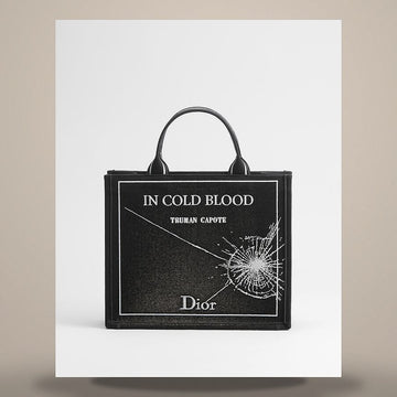 Dior Book Tote Strap Bag Medium Black & White Book Cover Embroidery (14.2 × 12.4 × 5.5 in) 1BTSH299JAC_H960 158730865 [P]