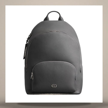 DIOR Zipper-Rucksack aus grauem Flanell mit mattem Kalbsleder 1ICBA233IDC_H08G 158730874 [P]