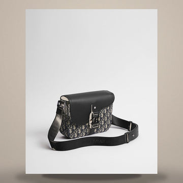 Dior Saddle Small Flap Crossbody Bag Beige & Black Oblique Jacquard, Black Grained Calfskin 1ADPO049YKS_H27E 158730888 [P]