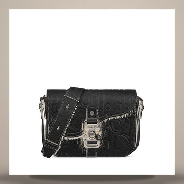 DIOR Saddle kleine Klappen Schultertasche schwarz aus Leder & schwarzem Kalbsleder 158730894 [P]