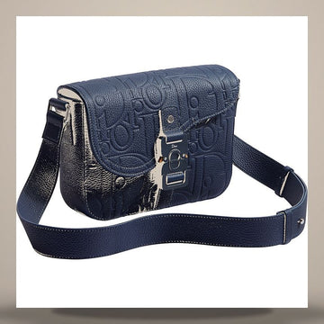 DIOR Saddle Flap Messenger Bag Small Navy Blue Gravity Leder 1ADPO049LLD_H523 158730897 [P]