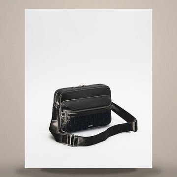 DIOR ライダー ジッパーストラップバッグ ブラック オブリーク ジャカード & ブラック グレイン カーフスキン 1ESPO340YKS_H03E 158730906 [P]