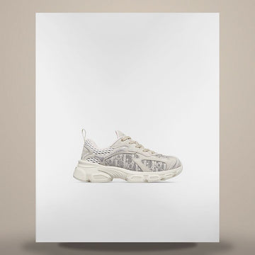 Dior Vibe Sneakers Deep Gray Oblique Lusenti Embroidered Cotton & White Mesh, Light Gray Suede Calfskin 158730953 [P]