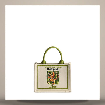 DIOR Buch Tote Strap Tasche Mini Beige Multi Farbe Buch Cover Stickerei (20,5 x 16 x 7 cm) 2BTCA649JAR_H166 158730963 [P]