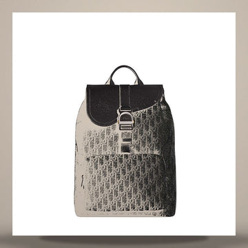 Dior Saddle Heritage Flap Backpack Black Oblique Jacquard & Black Grained Calfskin 158730972 [P]