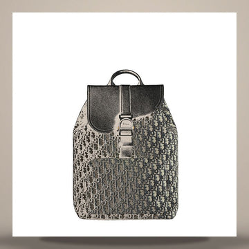 Dior Saddle Heritage Flap Backpack Beige & Black Oblique Jacquard, Black Grained Calfskin 1ADBA261YKV_H27E 158730973 [P]