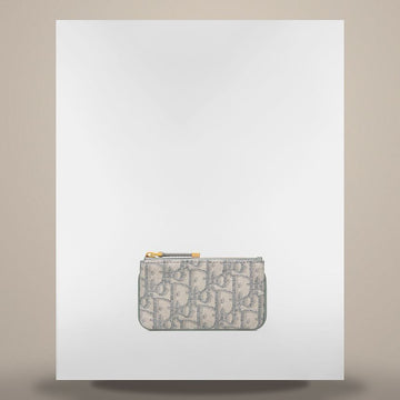 Dior Travel Myrte Zipper Key Case Gray Oblique Jacquard 158730991 [P]