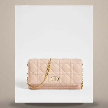 DIOR Caro Ketten-Clutch Powder Beige mit Cannage aus Kalbsleder 158731007 [P]