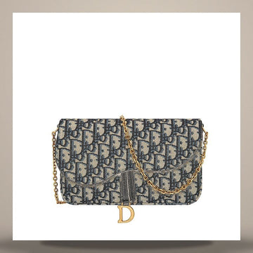 Dior Saddle Medium Chain Pouch Blue Oblique Jacquard 158731012 [P]