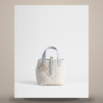 Dior Chilseok Vertical Tote Bag Small Two-Tone Latte & Ice Blue Macrocannage Calfskin 158731027 [P]
