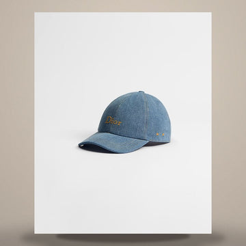 DIOR Player Cap Blau Baumwolle Leinen Denim 158731036 [P]