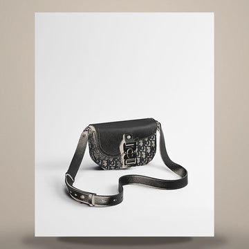 DIOR Saddle Mini Flap Messenger Bag Beige & Schwarz Oblique Jacquard, Schwarz Narbenkalbsleder 2ADCA435YKS_H27E 158731049 [P]