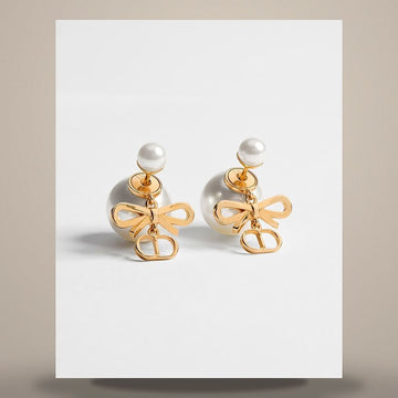 Dior Tribal Earrings Gold Finish Metal & White Resin Pearl E4828WOMRS_D301 158731087 [P]