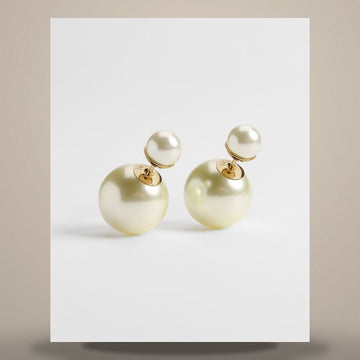 Dior Tribales Earrings Gold Finish Metal & White Resin Pearl E0078MIDRS_D301 158731089 [P]