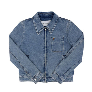 AMI Jacke mit kleinem Herz-Logo Denim Reißverschluss 154389822 [P]