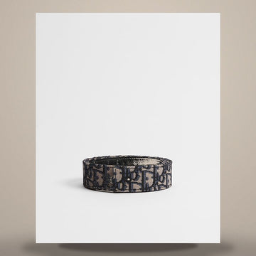 Dior Reversible Belt Strap Black & Beige Oblique Jacquard Black Grained Calfskin 35mm 158732389 [P]