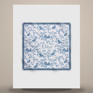 DIOR Twill-Schal Clover Weiß & Blau Cashmere 158732969 [P]