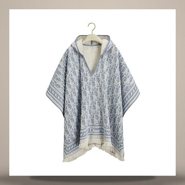 DIOR Oblique Kapuzenponcho Blau & Weiß Terry Baumwolle 158732973 [P]