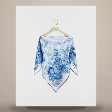 Dior Riviera Tuiles de Jouy Flower Garden Silk Top White & Blue Silk Twill 64TT120S6144_C505 158732986 [P]