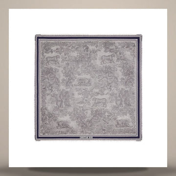 Dior Toile de Jouy Shawl Ivory & Blue Wool Silk Cotton 14JOU140I142_C583 158732998 [P]