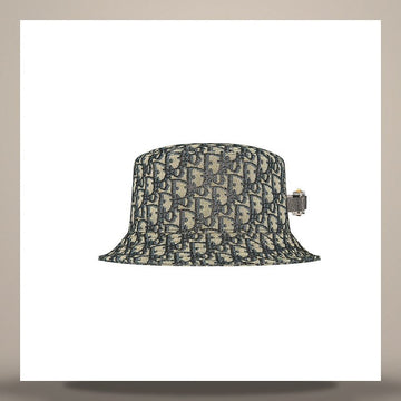 DIOR オブリーク バケットハット ネイビーブルー & ベージュ コットンブレンド ジャカード 293C906G5763_C189 158733258 [P]