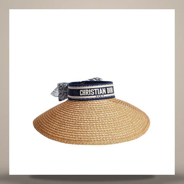 Dior D-Ocean Mesh Visor Straw & Navy Blue, White Embroidered Band 44VMT979A153_C086 158733297 [P]