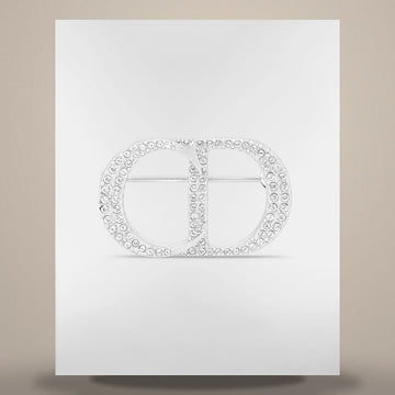 DIOR CD Icon ブローチ シルバー & ホワイトクリスタル 158733886 [P]