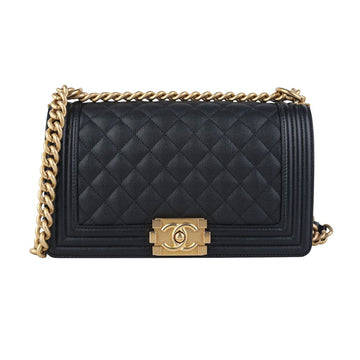 CHANEL Caviar Flap Boy Bag in Gold Medium A67086 37572 158733984 [P]