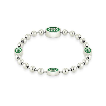 GUCCI インターロッキング G エナメル ボールチェーン シルバー ブレスレット 701609 J8410 8414 40310732 [P]