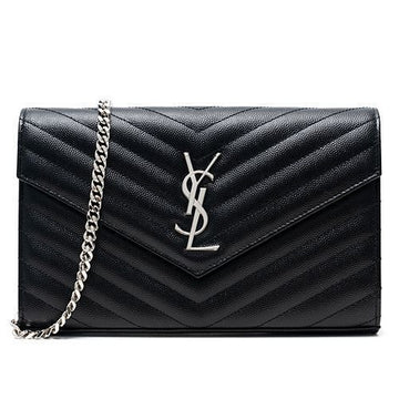 SAINT LAURENT マトラッセ モノグラム チェーン ウォレット 377828-BOW02-1000 52955789 [P]