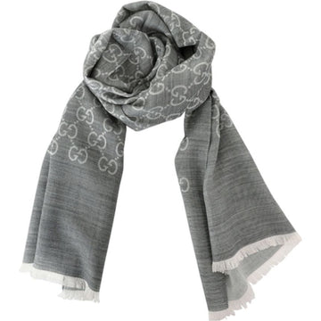 Gucci Jacquard GG Wool Silk Two-Tone Scarf Light Gray 148609941 [P]