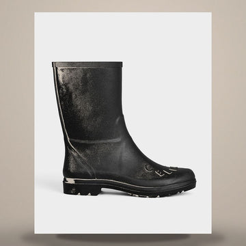Celine Garden Rain Boots - Natural Rubber Black 158736760 [P]