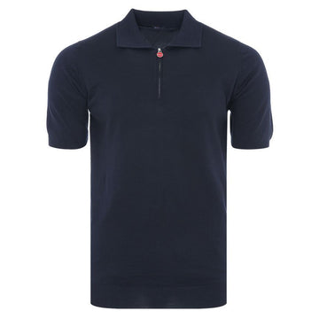 Kiton UMK1331 DARK NAVY Knit Zip Polo Short Sleeve T-Shirt 80540801 [P]