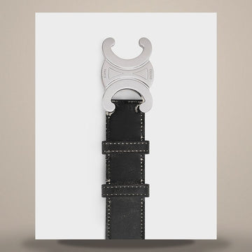 Celine Triomphe Belt 30MM - Vintage Calfskin Black 45BIE3AJG.38SI 158737026 [P]