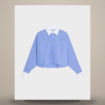 CELINE Crop Shirt - Baumwoll- Popeline Blau RC0DI2N91.07EU 158737099 [P]